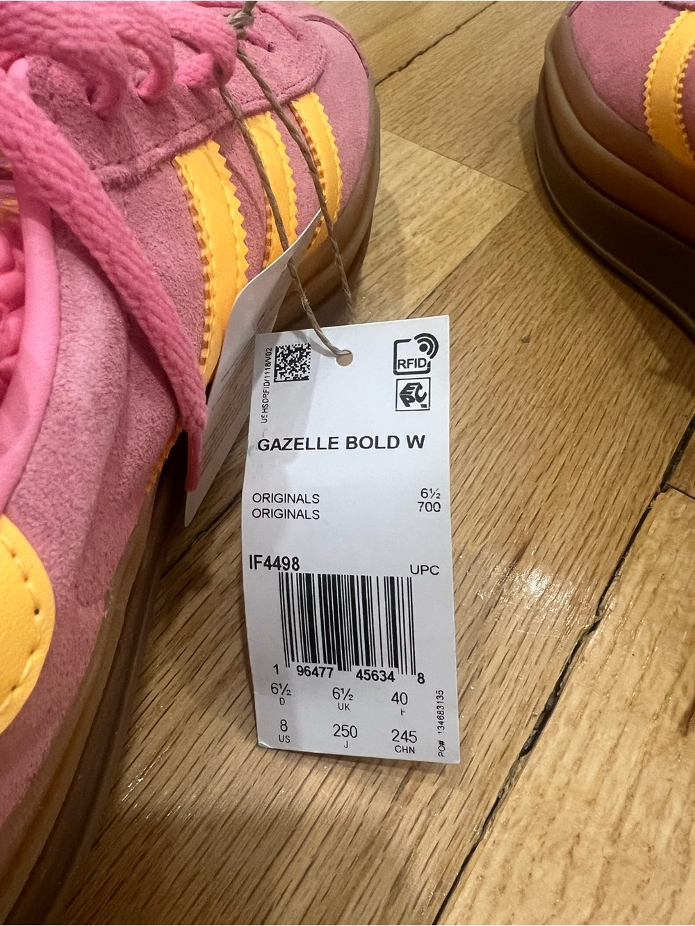 adidas Pink and Yellow Gazelle Platform Sneakers - Picture 5 of 6